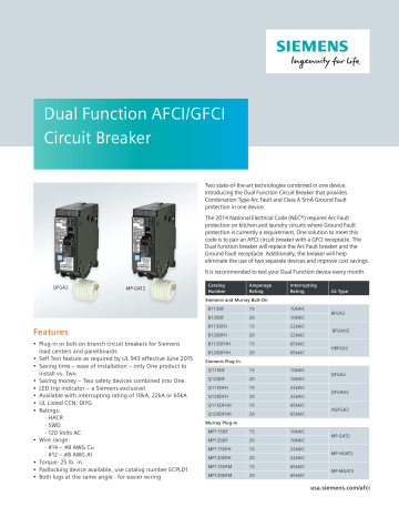 20 Amp AFCI/GFCI Dual Function Circuit Breaker