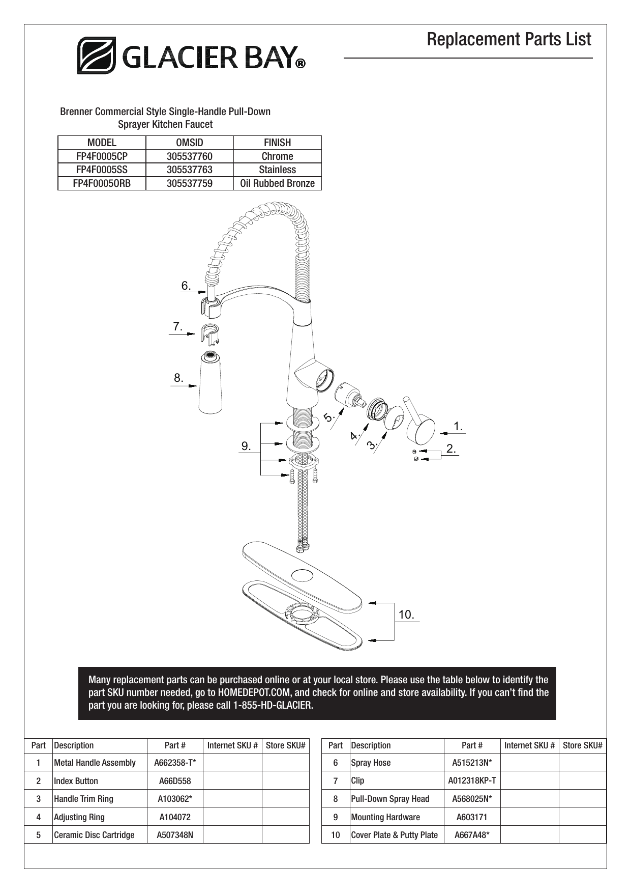 Glacier Bay Kitchen Faucet Parts Diagram Glacier Bay Hd67858 0073 Statham Single Handle Coil