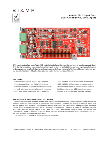 Biamp AudiaFLEX AEC-2HD cards 