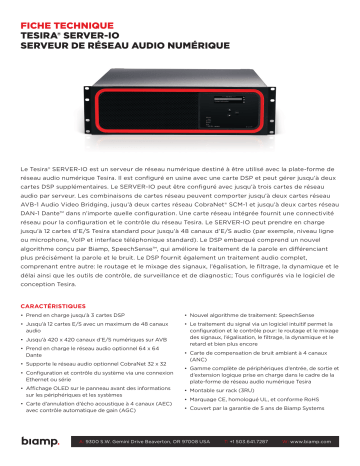 Biamp Tesira SERVER-IO Fiche technique | Manualzz