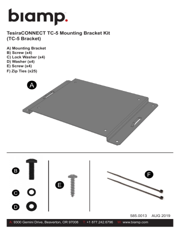 Biamp TesiraCONNECT TC-5 Instrukcja instalacji | Manualzz