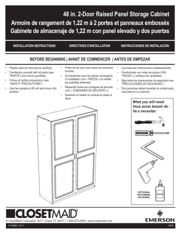 ClosetMaid Dimensions 48 In. Cabinet Installation Guide | Manualzz