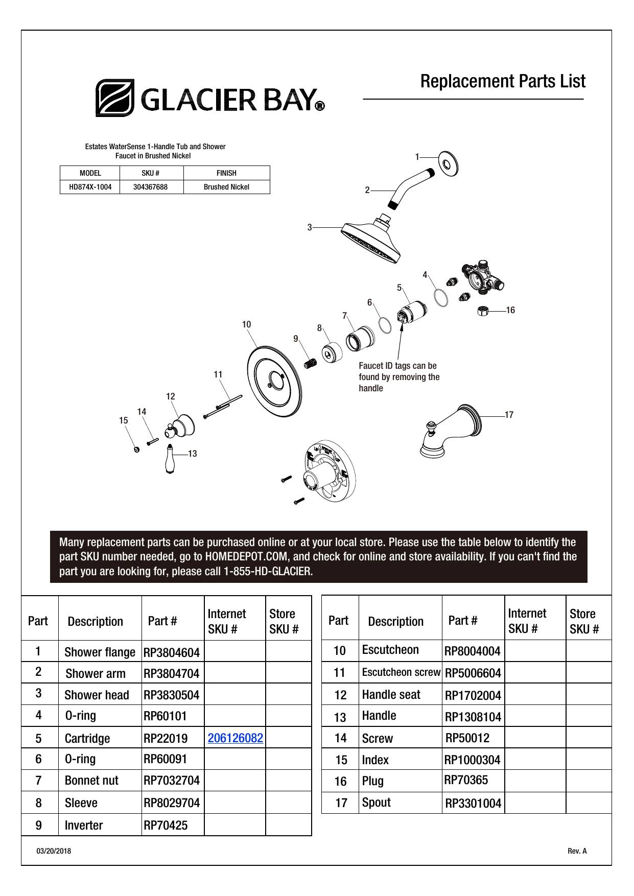 Glacier Bay Shower Faucet Parts Diagram | Reviewmotors.co