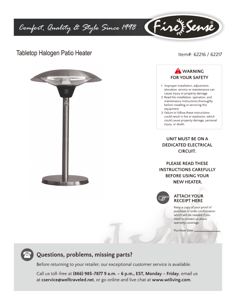 Fire Sense 62217 Installation guide Manualzz