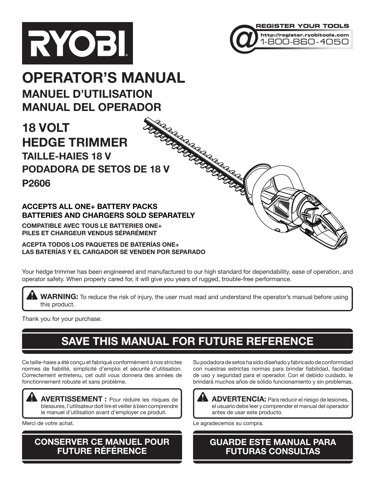 Features. Ryobi P2660 P2606B P2660VNM P2606BTLVNM Manualzz