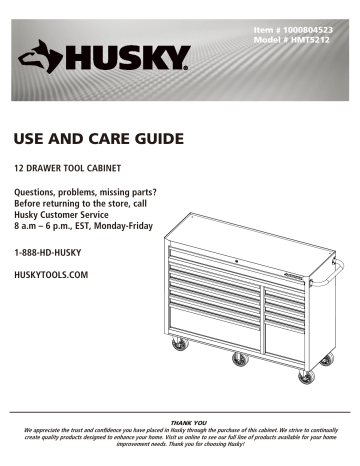 Husky HMT5212 52 in. 12-Drawer Roller Cabinet Tool Chest Instructions / Assembly | Manualzz