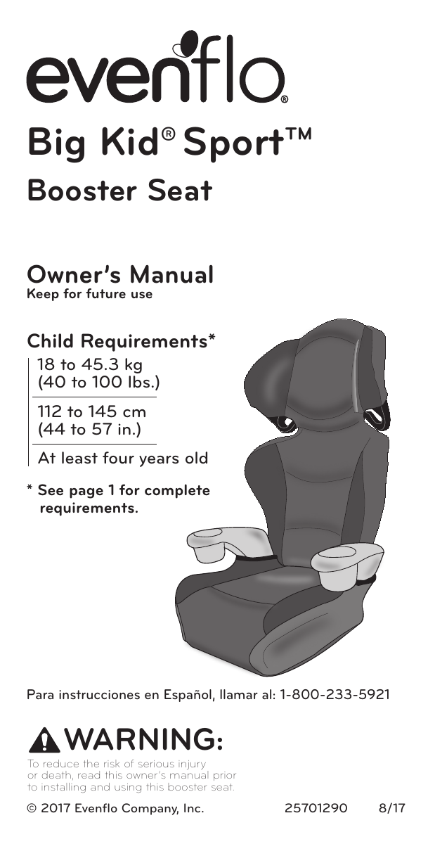 Evenflo Big Kid Sport High Back Car, Evenflo Chase Lx Harnessed Booster Car Seat Manual