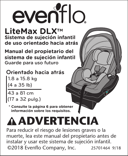 Evenflo LiteMax DLX Car Seat Manual de usuario Manualzz