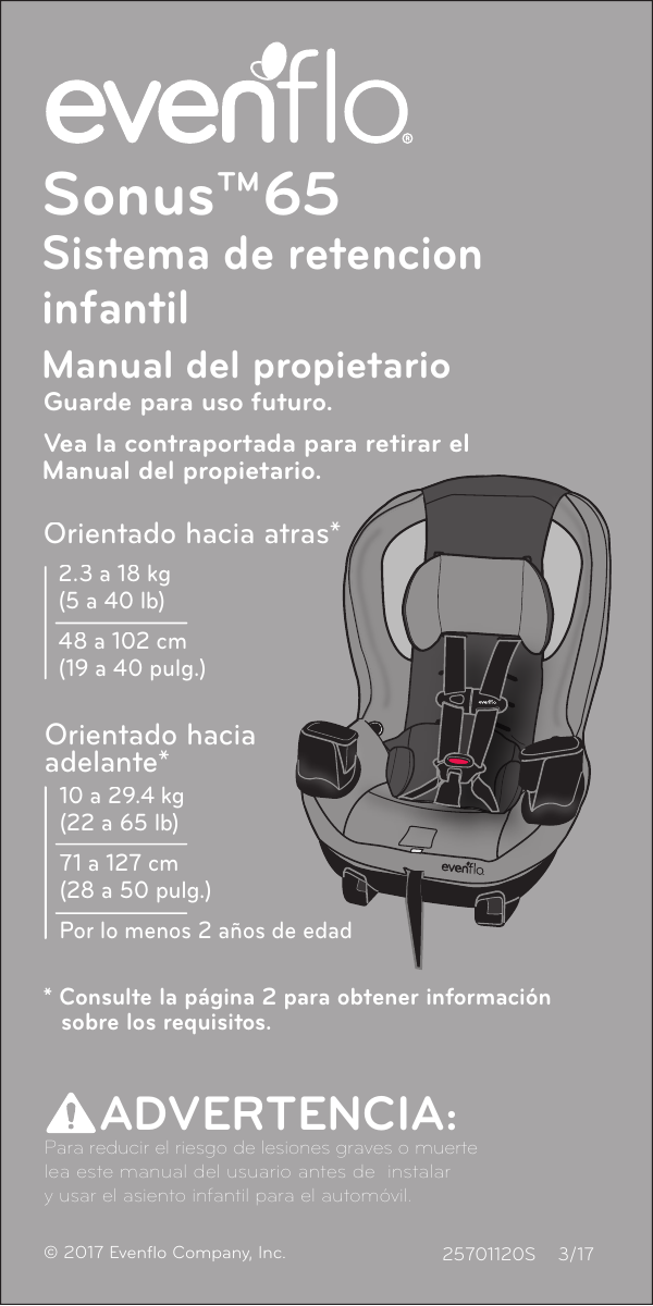 Evenflo Sonus 65 Car Seat Manual de usuario Manualzz