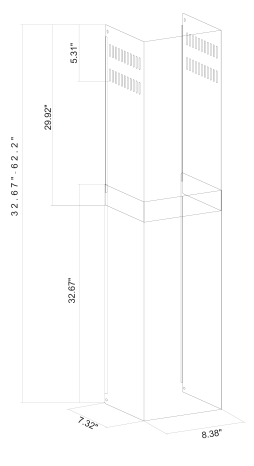 Winflo WRHCE03 Duct-Free Wall-mounted Range Hood Flue Extension