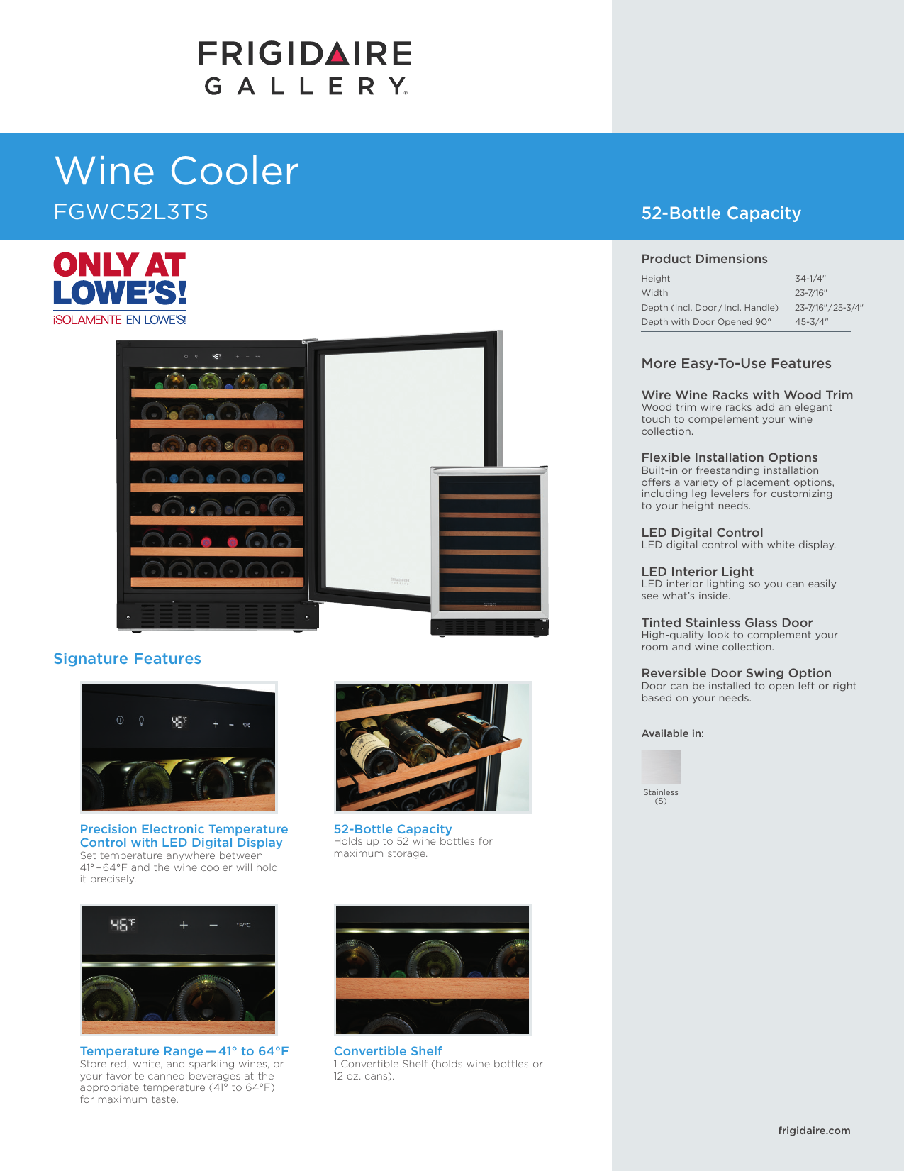 Frigidaire Fgwc52l3ts User Manual Manualzz