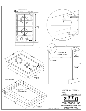 Summit Appliance GC2BGL 12-in 2 Burners Black Gas Cooktop Installation