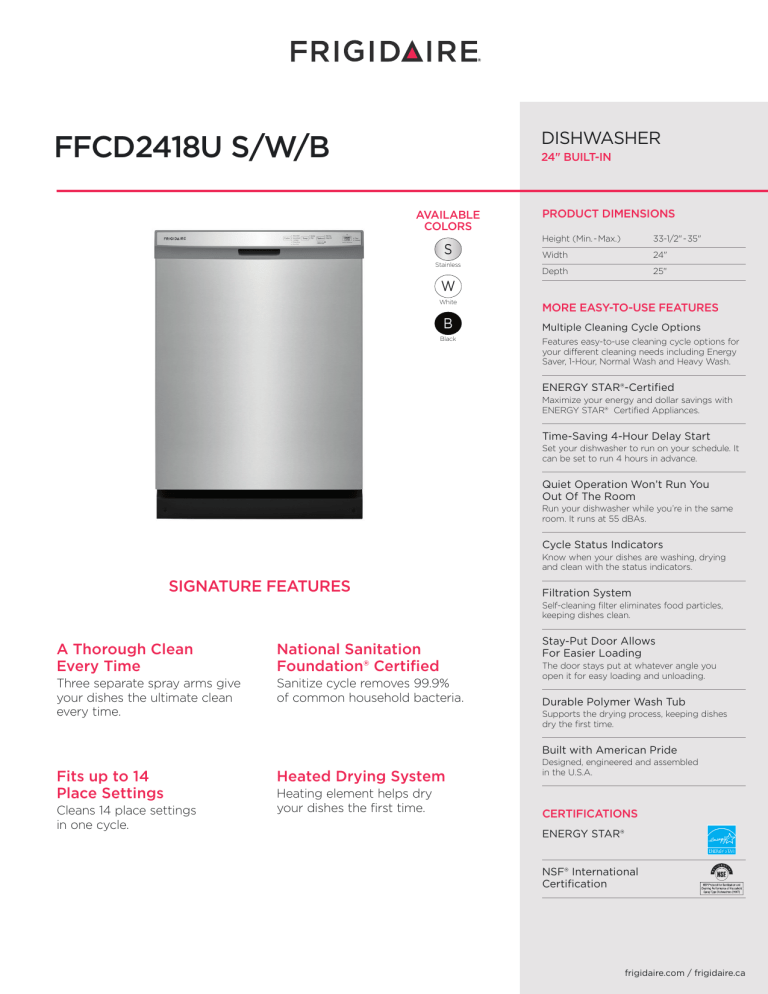 Frigidaire FFCD2418UB, FFCD2418US, FFCD2418UW User manual Manualzz