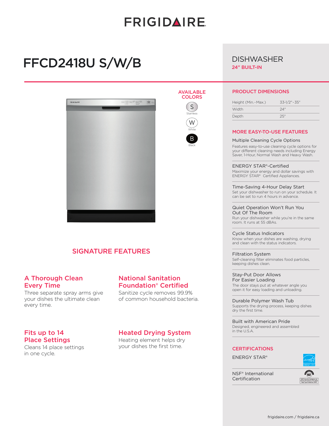 Frigidaire FFCD2418UB, FFCD2418US, FFCD2418UW User manual Manualzz