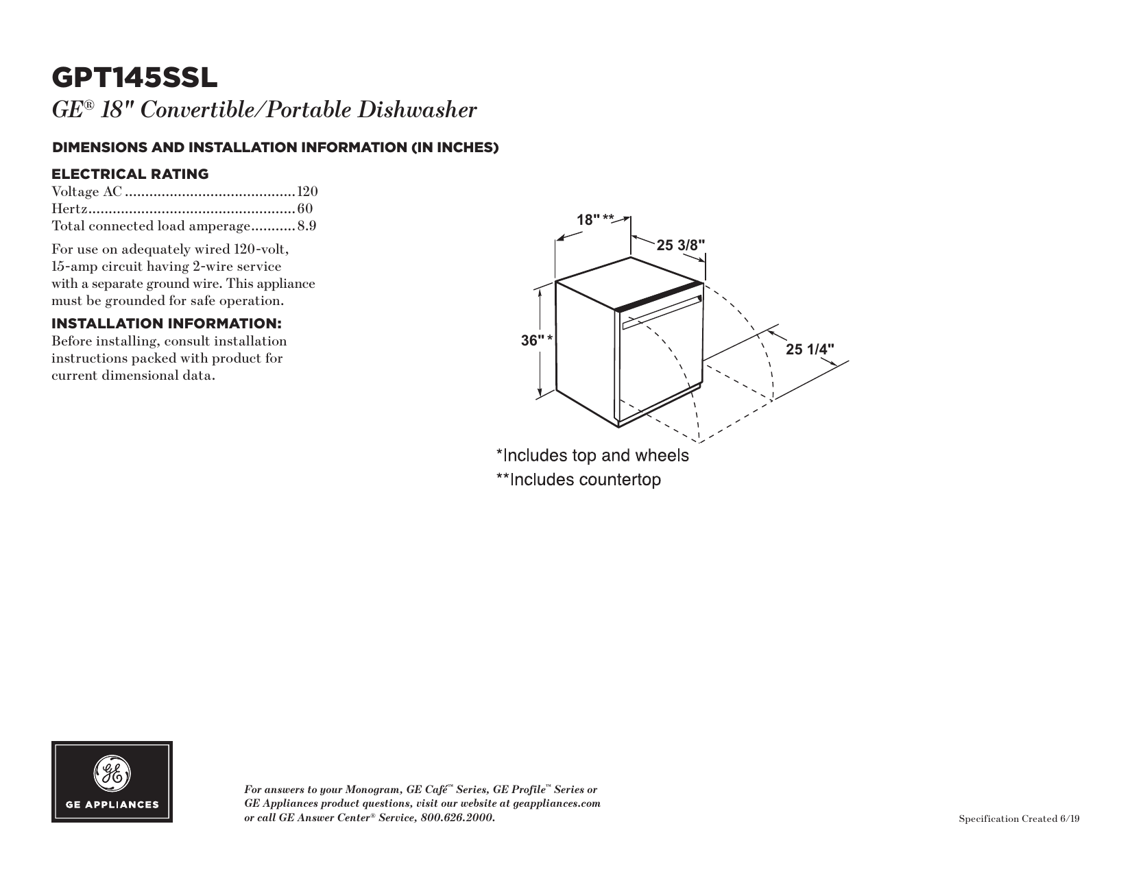 18 dishwasher dimensions
