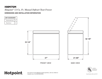 Hotpoint HHM7SMWW 7.1-cu ft Manual Defrost Chest Freezer White Dimensions Guide | Manualzz