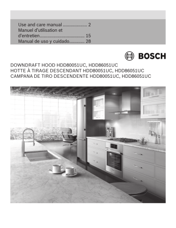 Bosch HDD80051UC 800 37-in Telescoping Stainless Steel Downdraft Range Hood Use and Care Manual | Manualzz