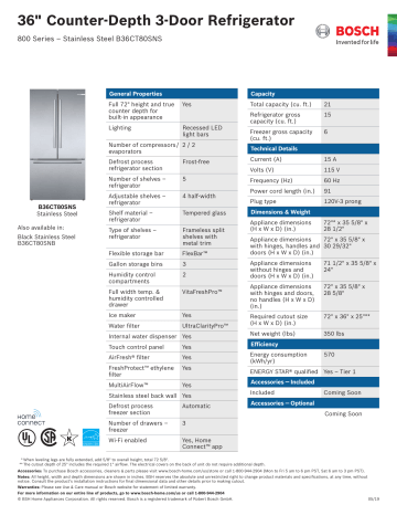 Bosch B36CT80SNS Specification | Manualzz