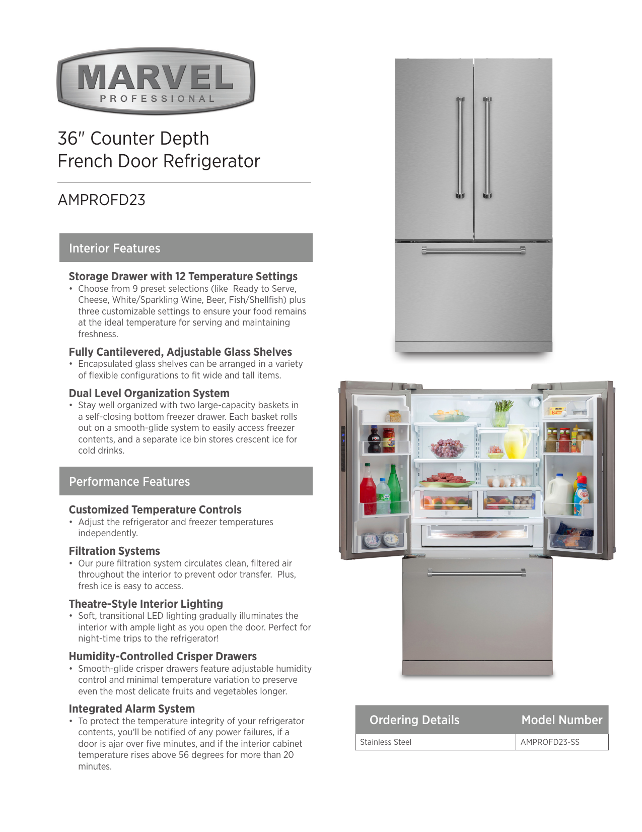 Aga Amprofd23 Professional French Door Refrigerator Amprofd23 Ss Specification Manualzz