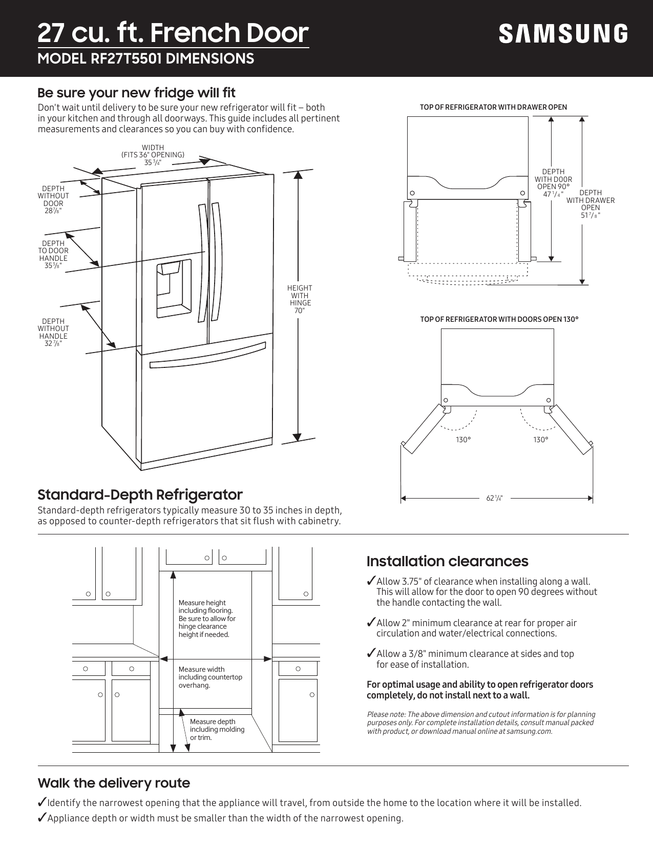 Samsung RF27T5501SR, RF27T5501SG Installation guide Manualzz