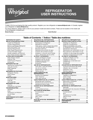 Whirlpool WRF560SMHW 19.6-cu ft French Door Refrigerator User Instructions | Manualzz