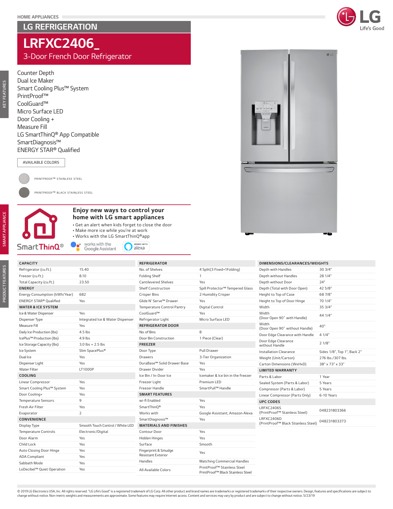 lfxc22526s dimensions