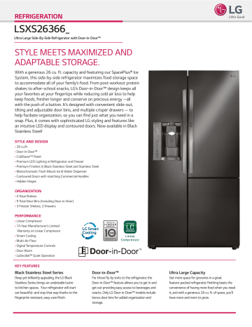 lg lsxs26366s 26.1 cu. ft. side-by-side refrigerator