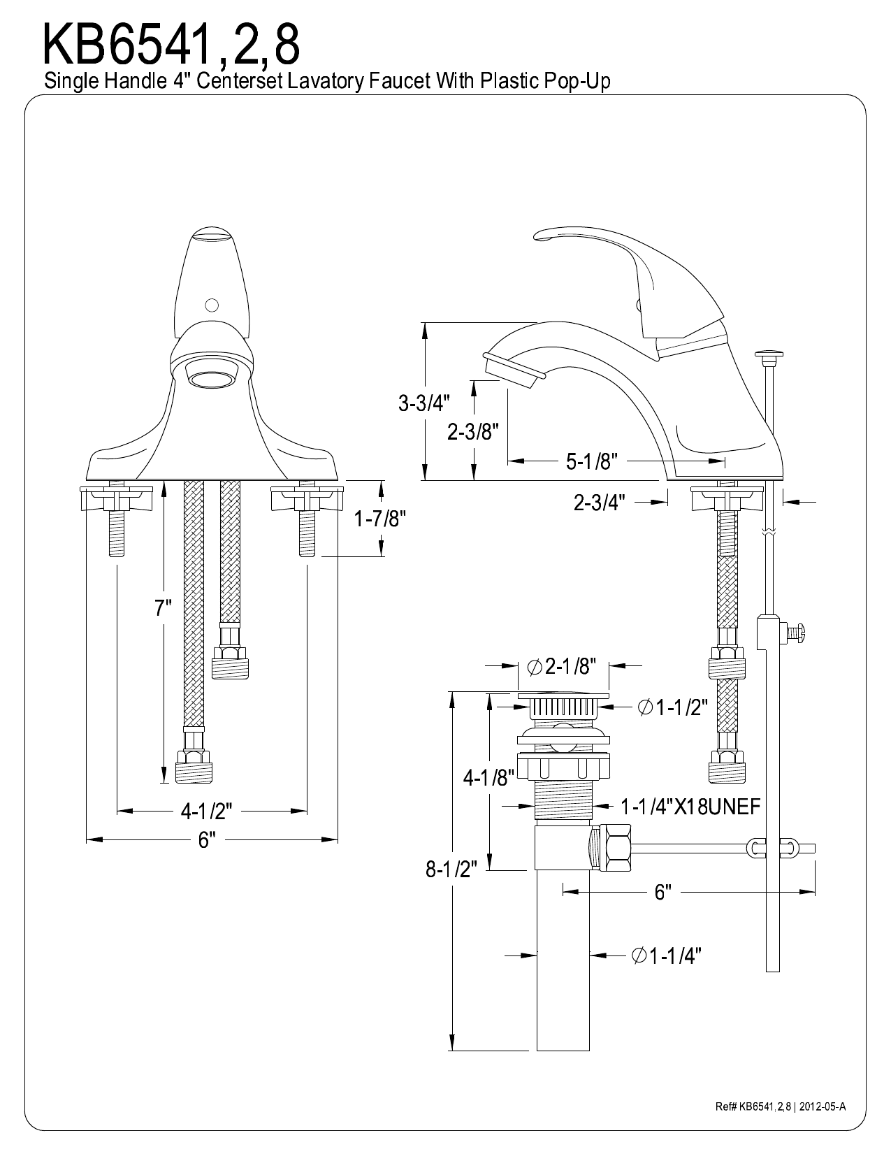 Elements of Design EB6542 Legacy Polished Brass 1handle 4in Centerset