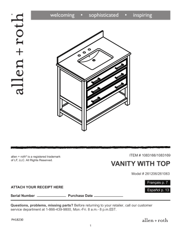 Allen Roth 261063 Installation Guide Manualzz Allen Roth 261063 Installation Guide, Allen And Roth Vanity Parts