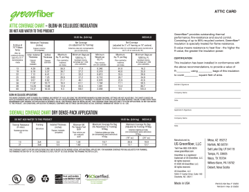 GreenFiber INS541LD R-19 Blown-In Insulation Sound Barrier Dimensions