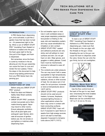 Dow 259201 Great Stuff Pro 14 Xl Foam Dispensing Gun 40-in Adjustable Flow  Control Reusable