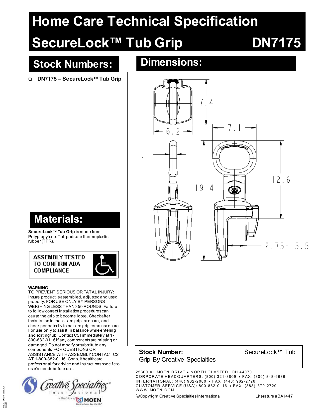 Home Care 16-1/2 in. Securelock Tub Grip in White