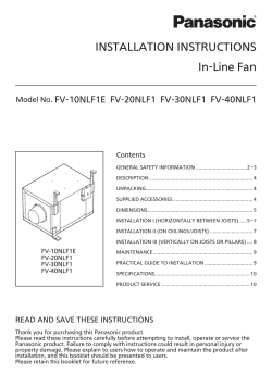 Panasonic Fv 40nlf1 Installation Guide Instructions Specification User Manual Manualzz Com