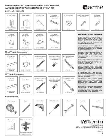 Reliabilt Bd100k 09600 Mb Nl 96 In Matte Black Top Mount Barn Door Kit Installation Guide Barn Door Kit Installation Guide, Reliabilt Sliding Door Track