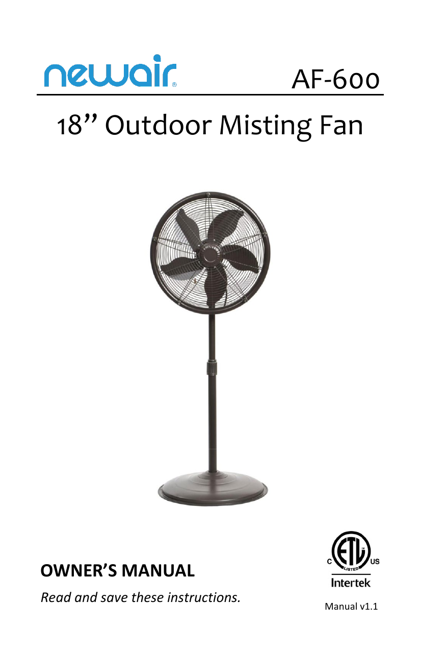 Outdoor Misting Misting Fan 