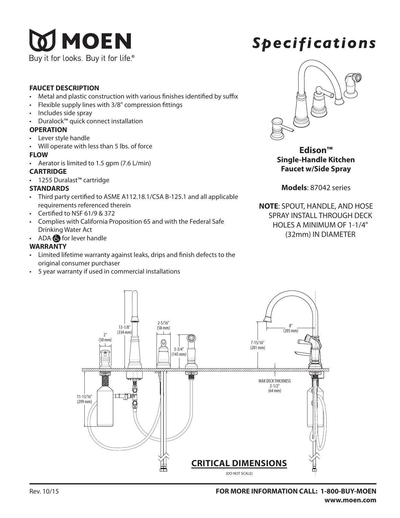 Moen 87042SRS User manual | Manualzz