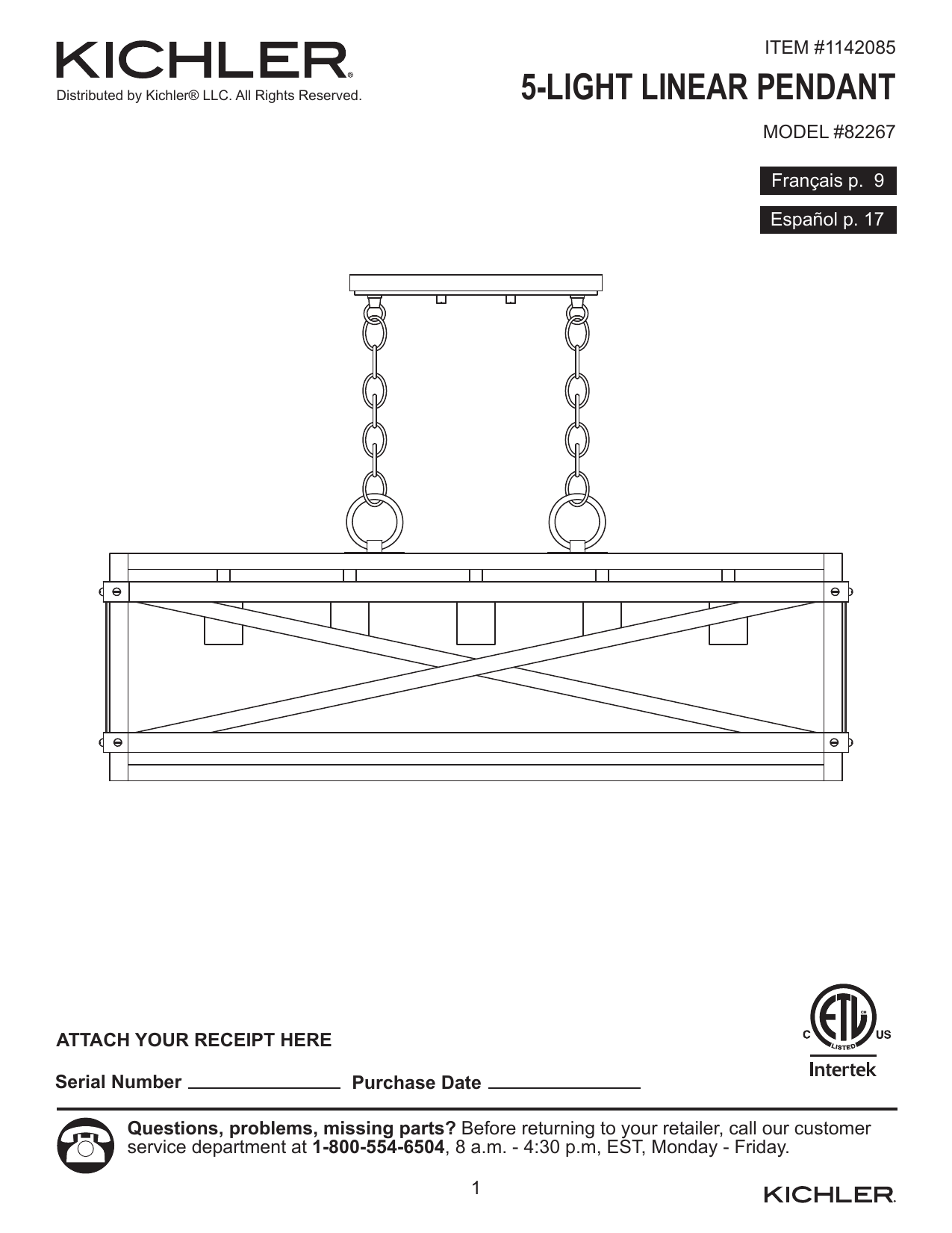 Kichler Lighting 82267 Instruction 