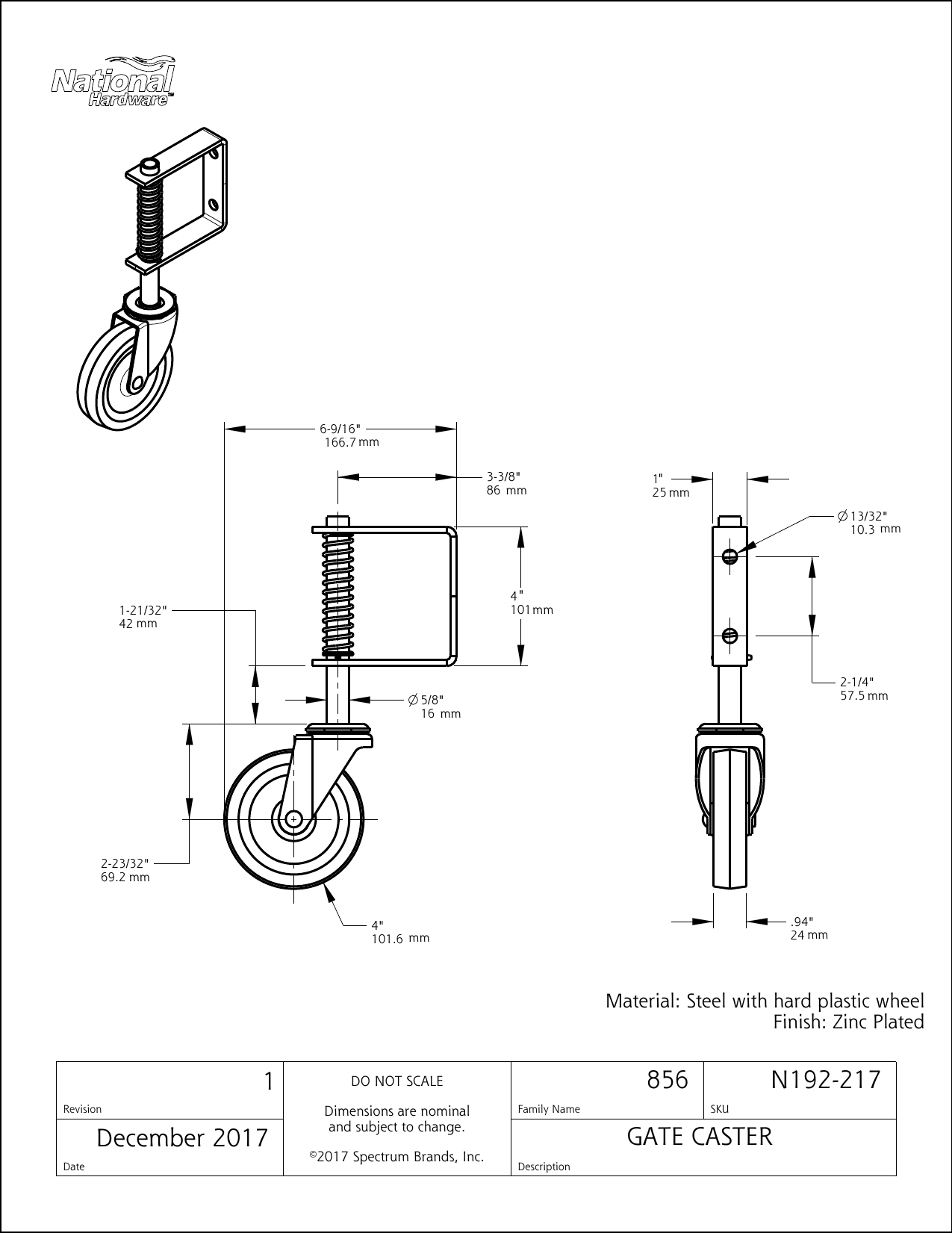 Tools & Home Improvement Plate Casters Casters National Hardware N192