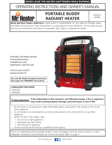 Mr. Heater F232020 9000-BTU Portable Radiant Propane Heater Use and Care Guide | Manualzz