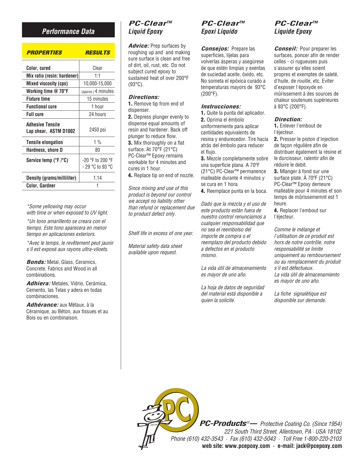 Pc Products Pc Clear Clear Epoxy Adhesive Use And Care Guide Manualzz