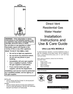 A.O. Smith G6-UDVT5038NV - Manual, User guide | manualzz.com