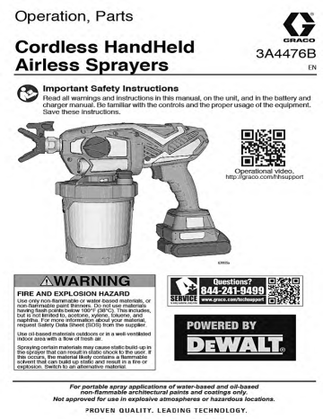 Graco 17N166 TC Pro Cordless Handheld Airless Paint Sprayer Operating Guide | Manualzz