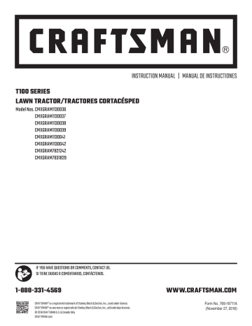 Craftsman t110 2024 owners manual