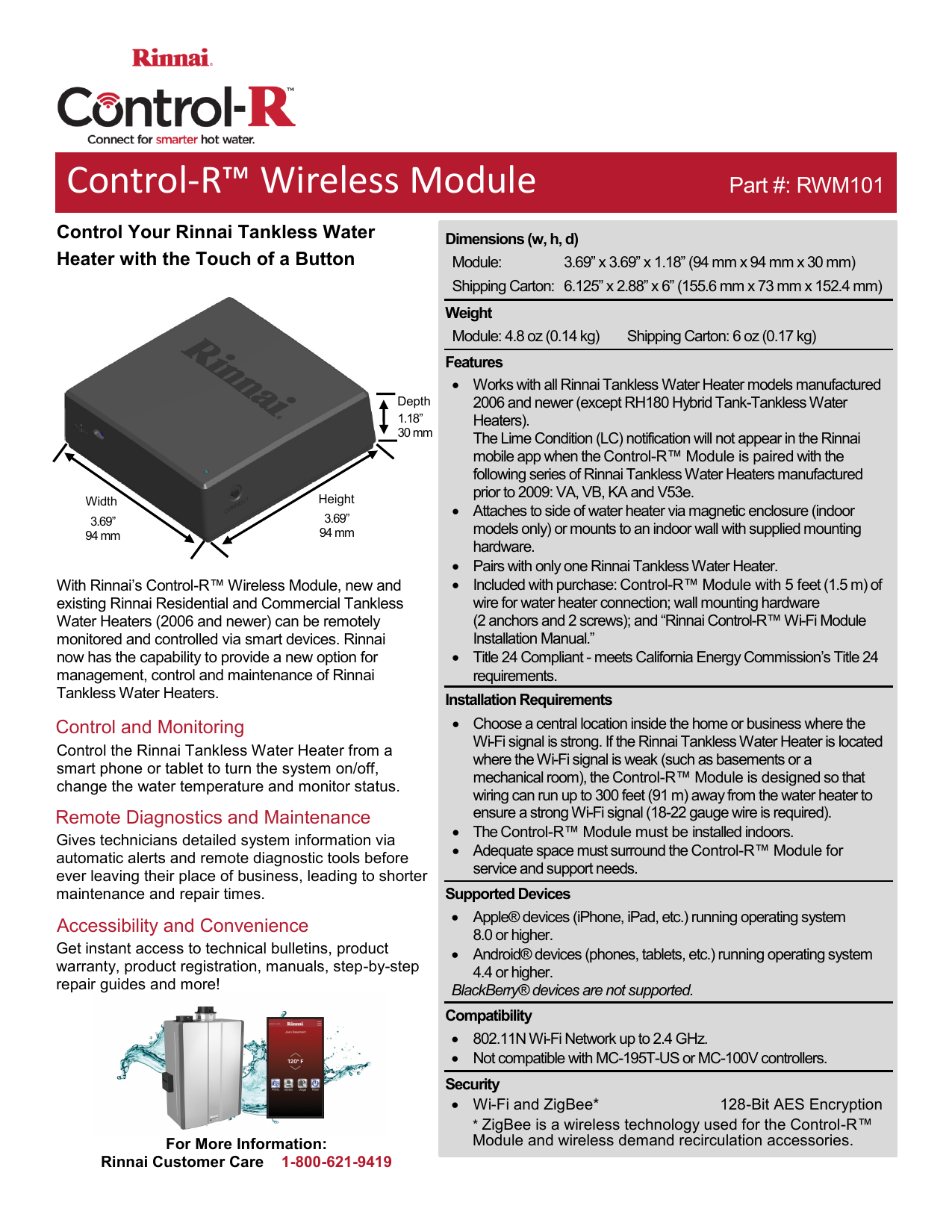 rinnai tankless customer service