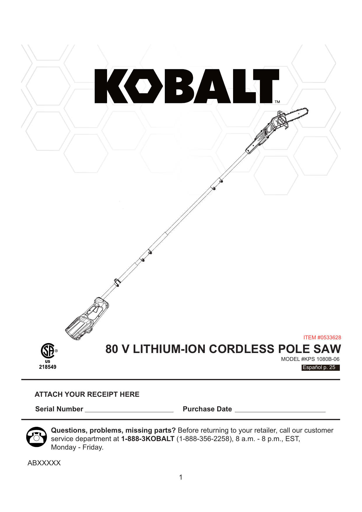 Kobalt 80v pole online saw