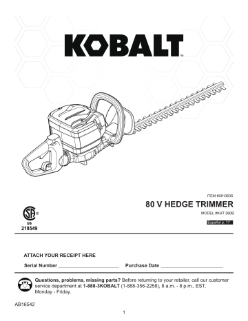 Kobalt hedge trimmer discount 80v