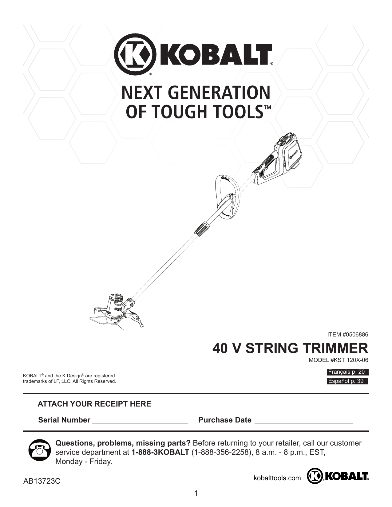 kobalt string trimmer manual