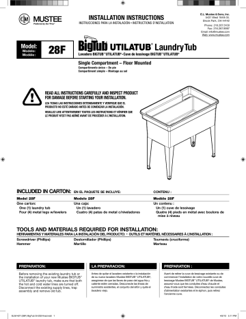 MUSTEE 28F 40-in X 24-in 1-Basin White Freestanding Polypropylene ...