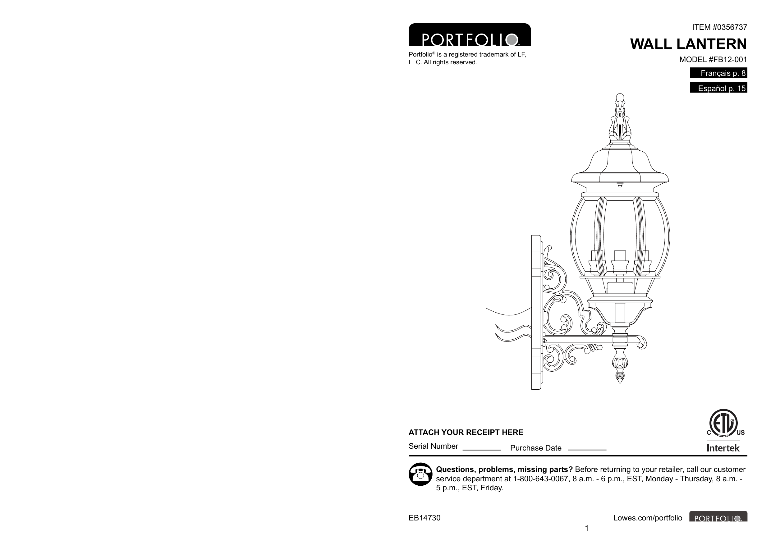 Portfolio Fb12 001 22 68 In H Black Candelabra Base Outdoor Wall Light Installation Guide Manualzz