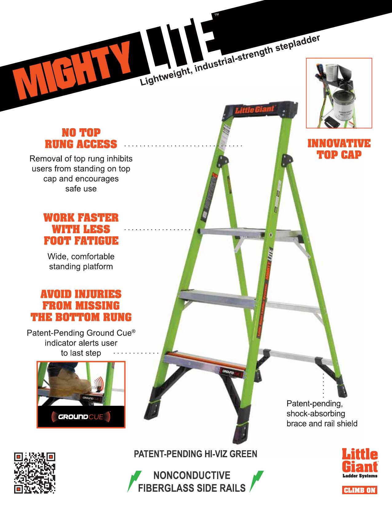 Little Giant 15364-001 4-Foot Fiberglass Type IA MightyLite Stepladder 